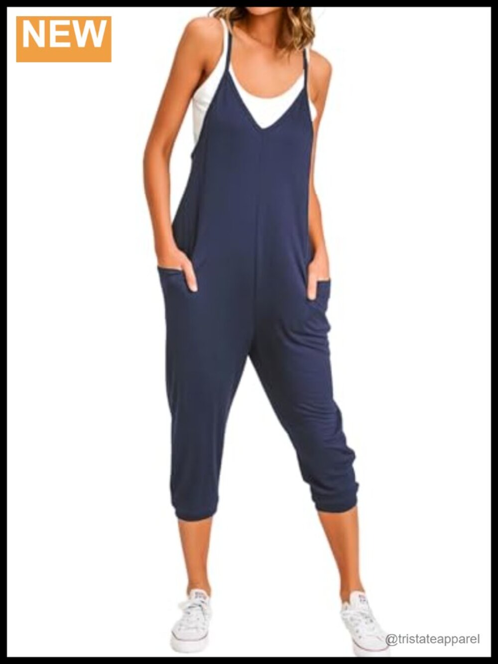 Women's Deep V Neck Spaghetti Strap Sleeveless Jumpsuit Loungewear